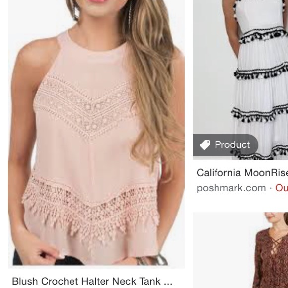 Black halter top. Crochet pattern on front. - Picture 3 of 4